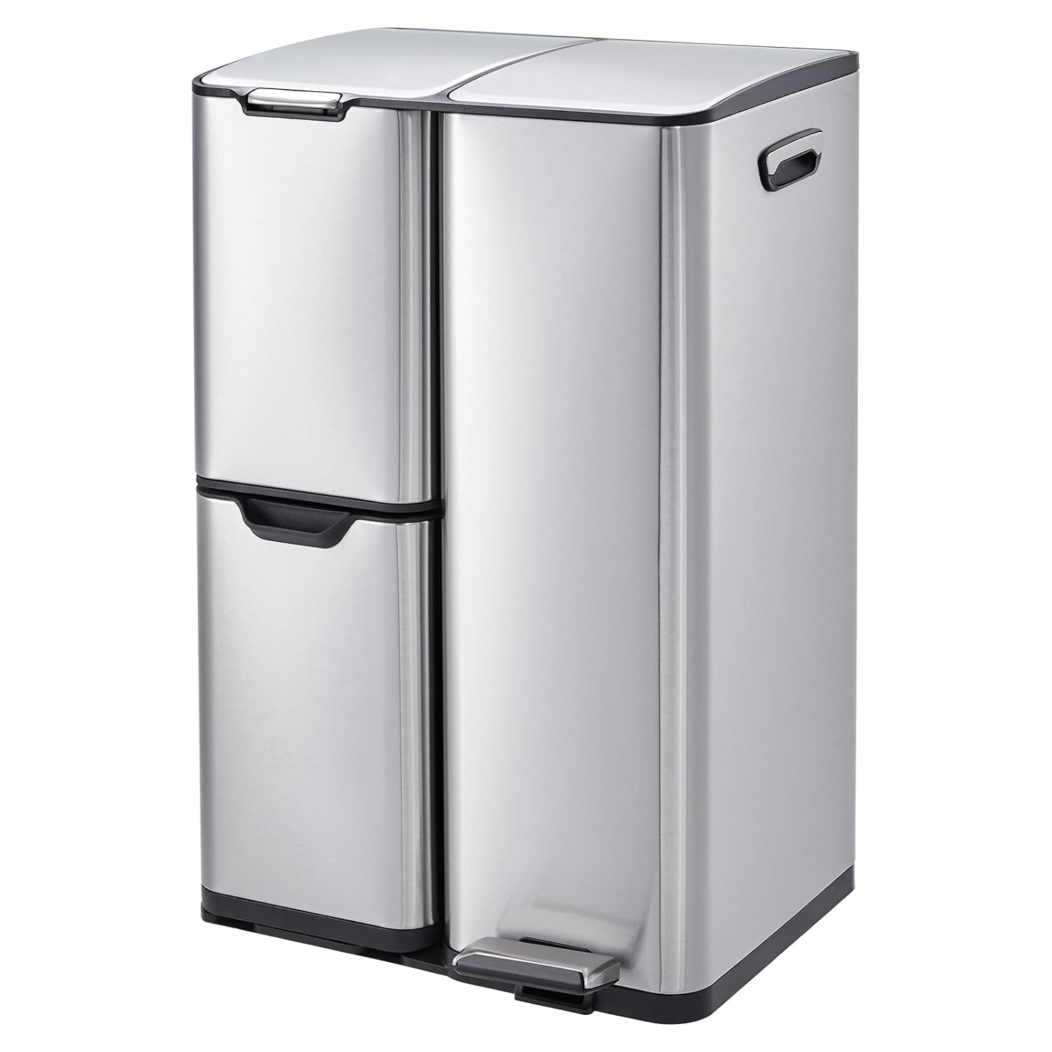 Office Furniture Recycling - Afvalbak RVS Keuken Prullenbak Met Drie