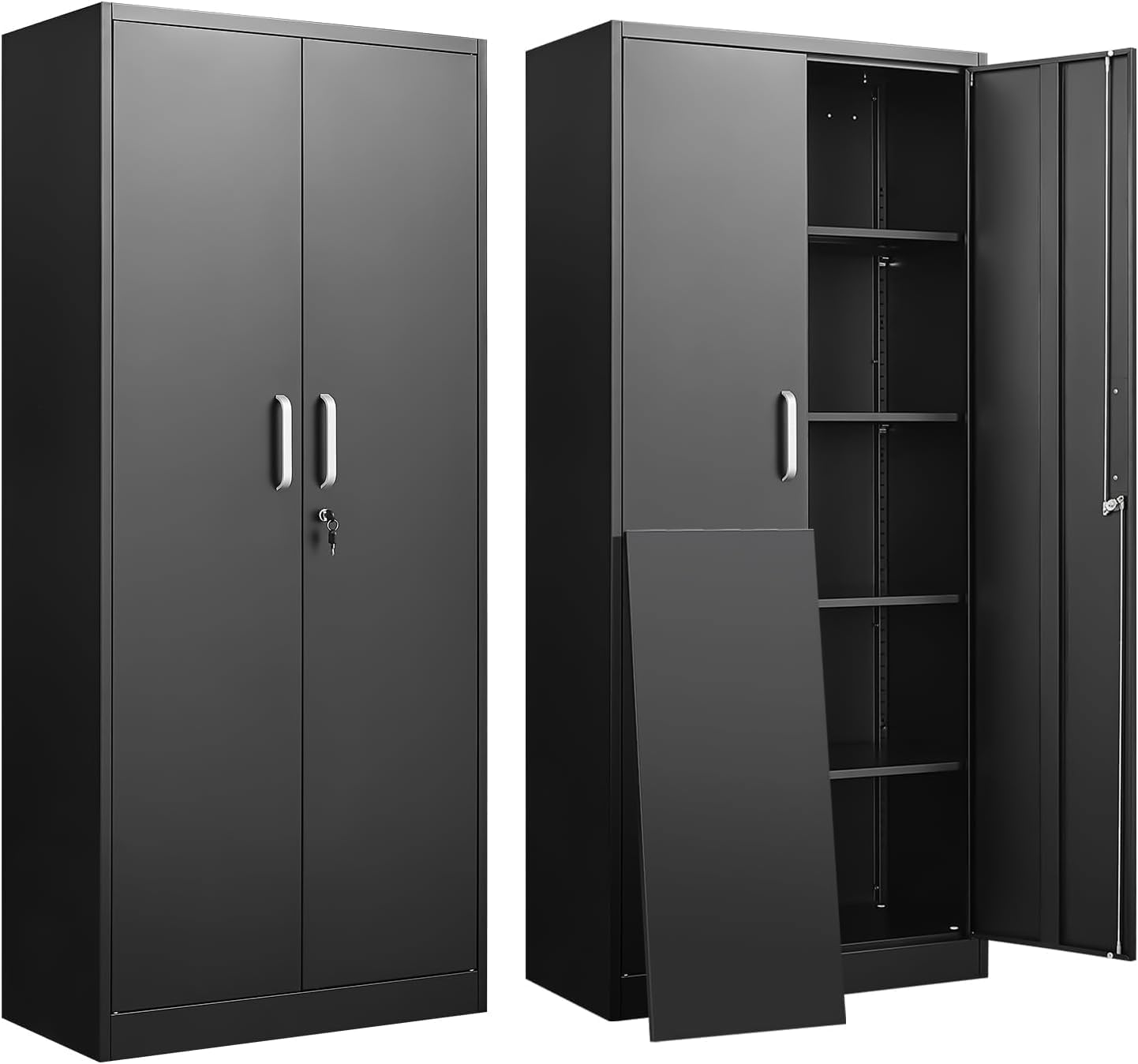 Office Furniture Used - Metalen opbergkast met verstelbare planken Zwarte